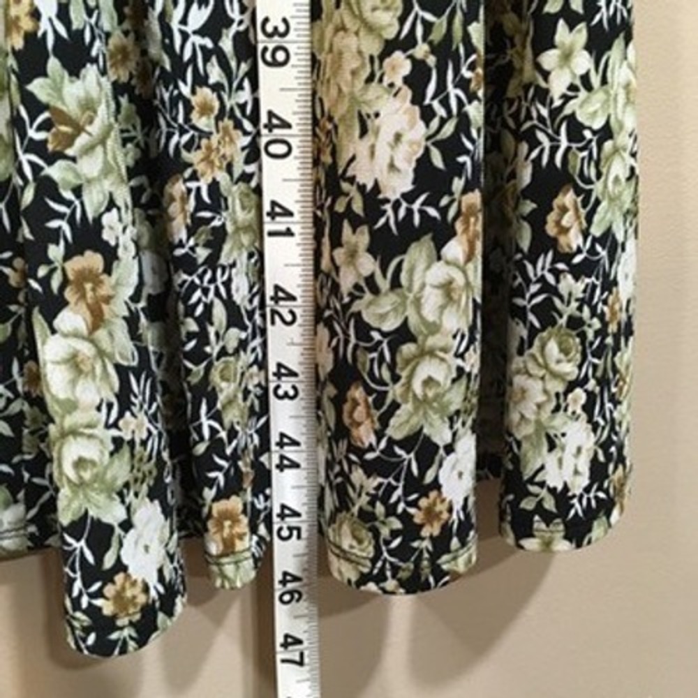 Vintage Floral Midi Dress Women 16 Green Forest Fairy Grunge Grandma Cottage Y2K - Picture 3 of 8